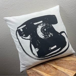 Vintage House l Novelty Graphic Rotary Phone Duck Feather Insert Accent Pillow